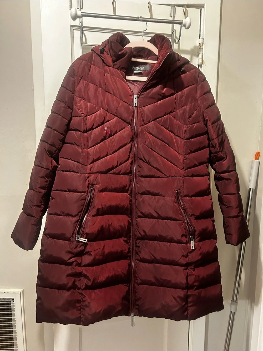 Kenneth Cole Reaction Quilted Hooded Puffer Coat - Winer laarge